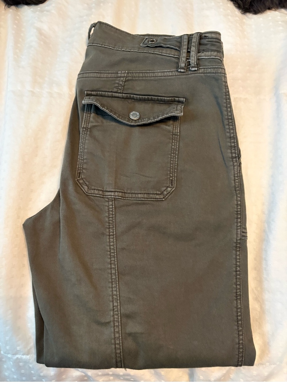 WHBM Pret-A-Pedi Crop Pants Brown Roll Tab Snap Hem Size 8